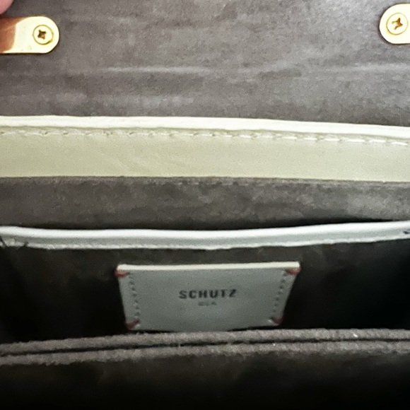 SCHUTZ Bamboo Handle Bee Closure Leather Off White Crossbody Bag - Picture 6 of 9